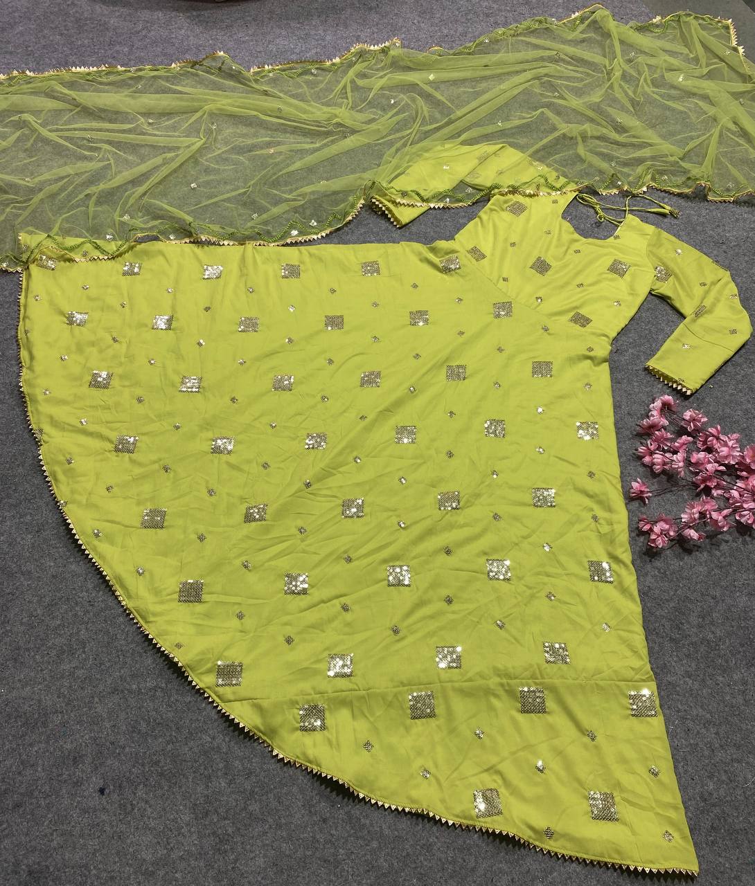 Beautiful Party Wear Anarkali Gown And Fancy Dupatta