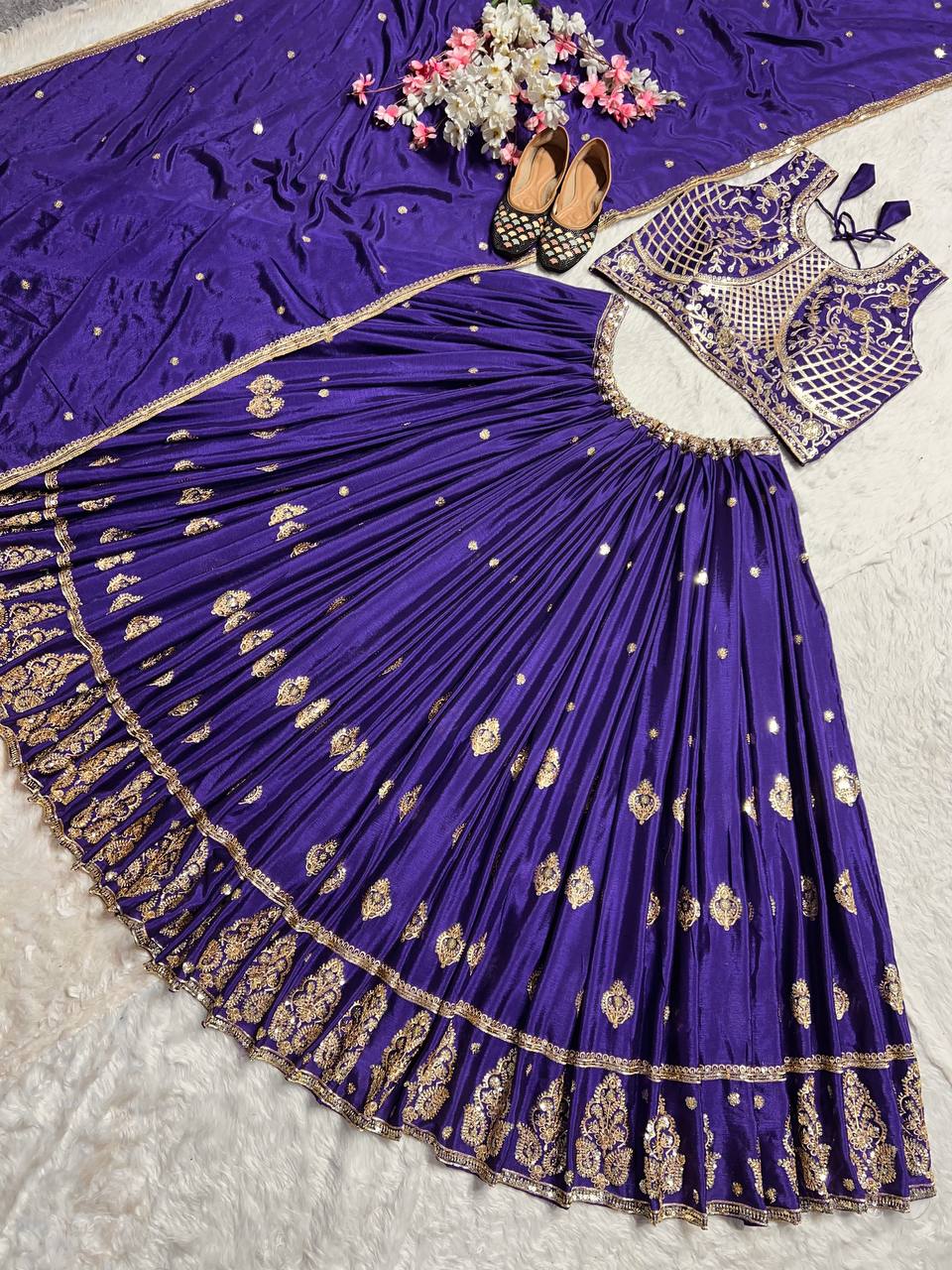 Wedding Wear Beautiful Lehenga Choli With Embroidery Sequence Work
