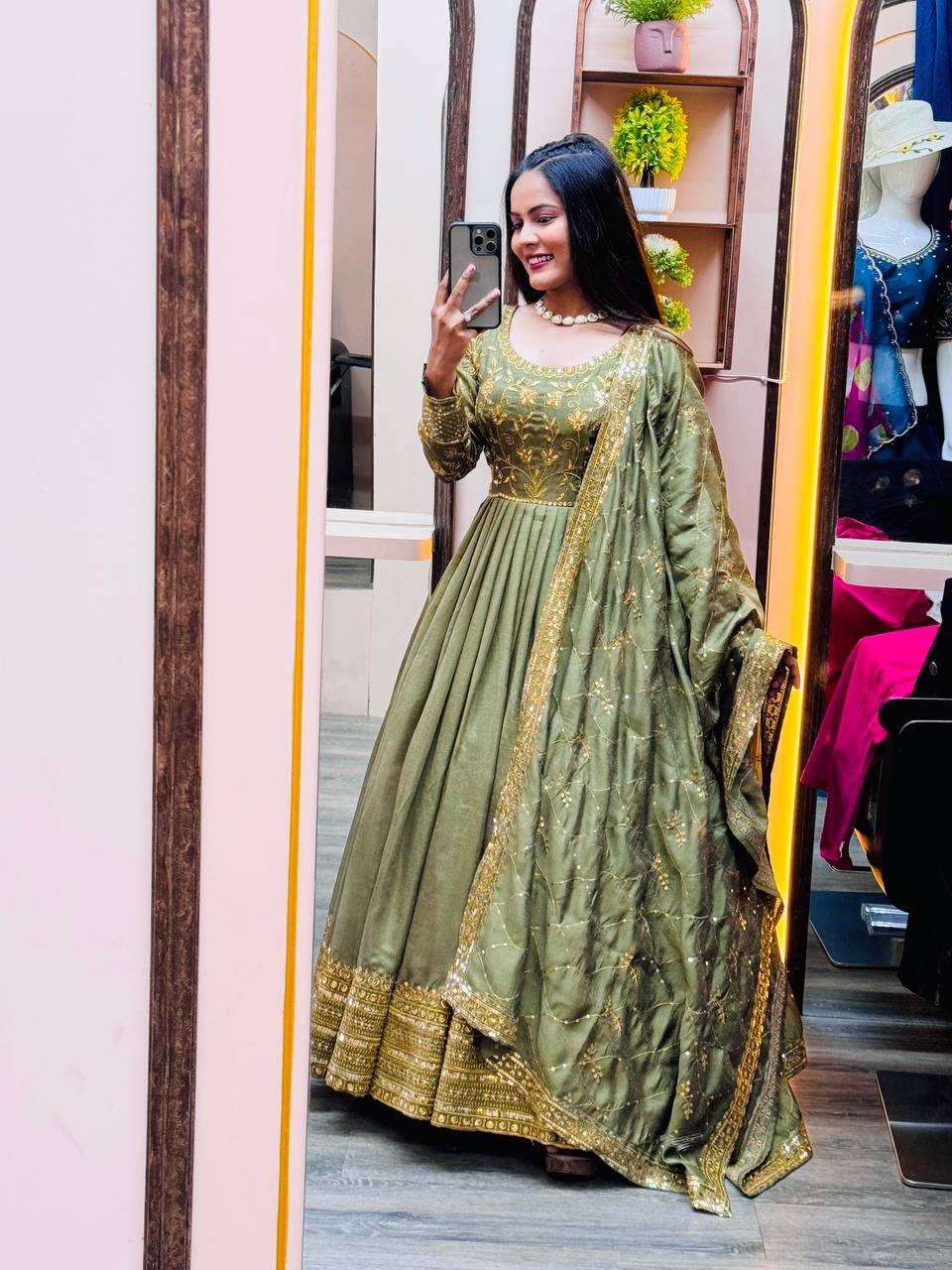 Beautiful Party Wear Fancy Gown With Dupatta