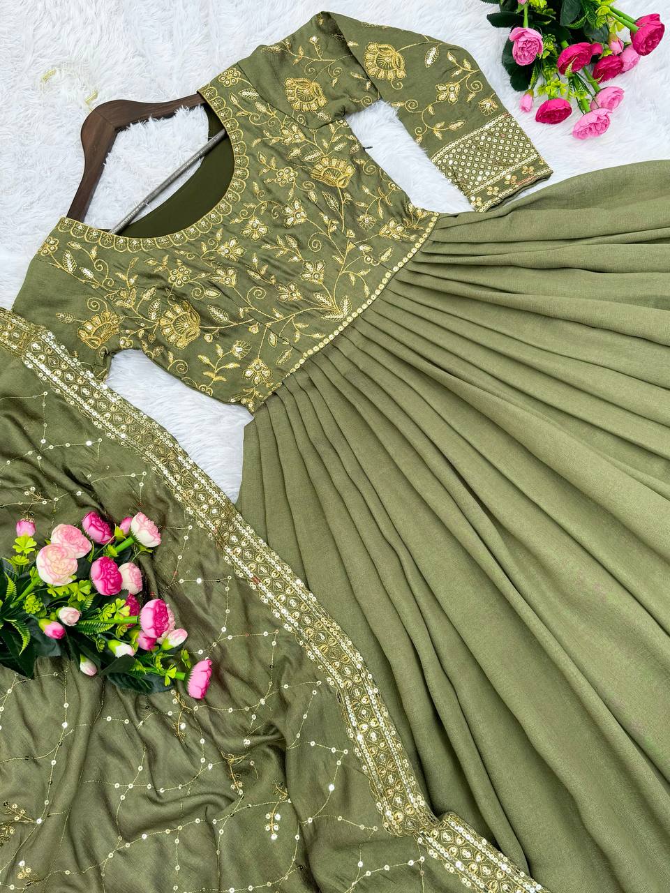 Beautiful Party Wear Fancy Gown With Dupatta