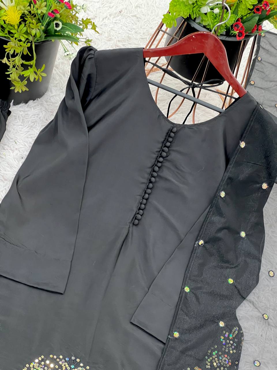 Designer Top-Bottom And Dupatta With Embroidery Sequence Work