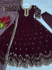 Party Wear Beautiful Anarkali Gown, Pent And Dupatta