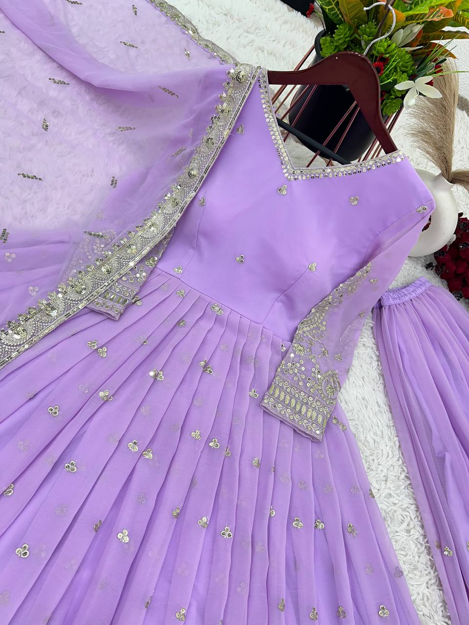 Designer Party Wear Look Gown With Fully Stitched Bottom And Dupatta