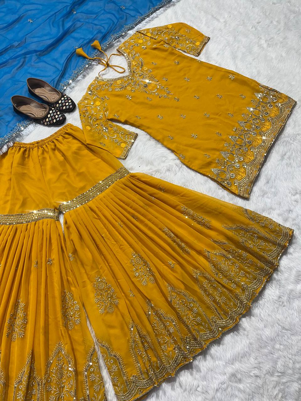 Party Wear Beautiful Sharara Top With Sequence Work