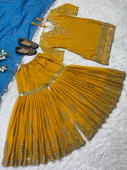 Party Wear Beautiful Sharara Top With Sequence Work