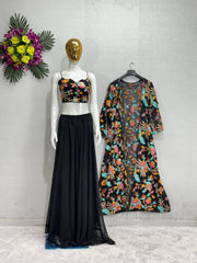 Party Wear Fancy Shrug Choli And Koti With Sequence Work