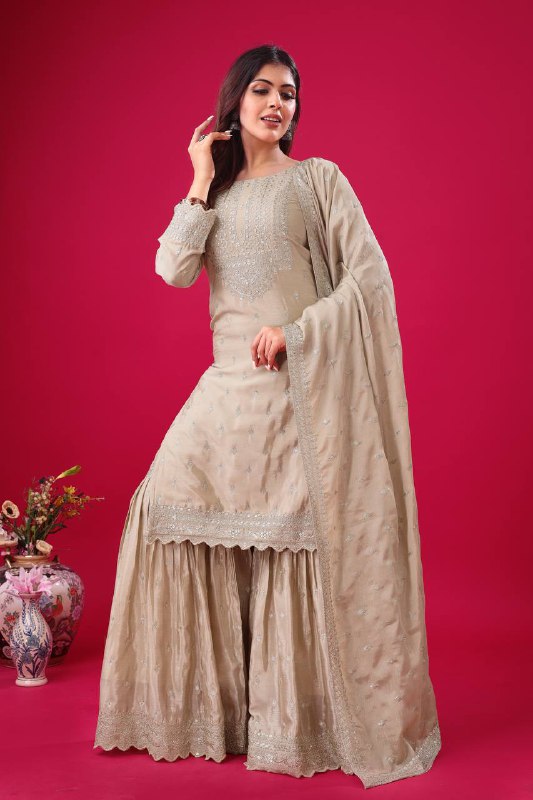 Designer Party Wear Look Fancy Top-Dupatta And Fully Stitched Sharara