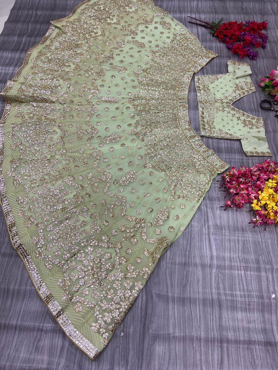 Designer Party Wear Lehenga Choli With Beautiful Thread Embroidery Work