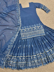 Fancy Top - Sharara And Dupatta With Embroidery Sequins Work