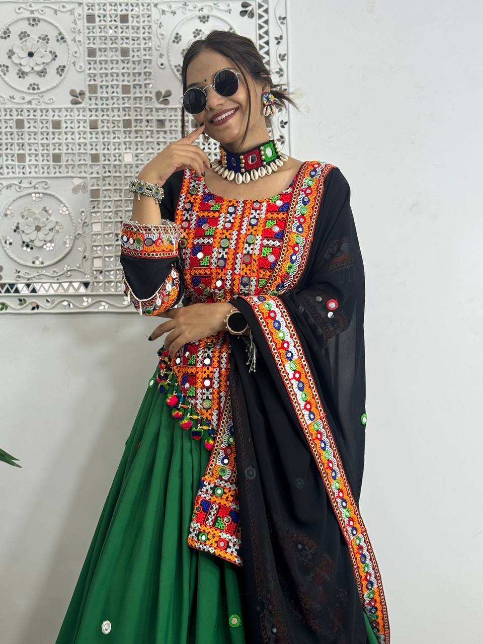 Beautiful Lehenga Choli With Real Mirror Hand Work