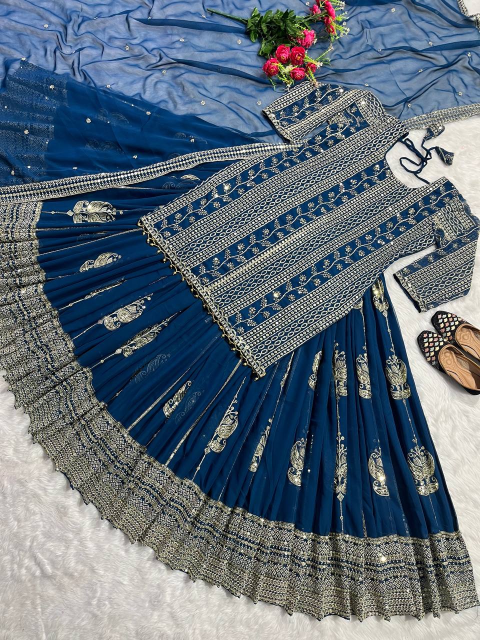 Party Wear Designer Top Lehenga With Sequence Fancy Border Work