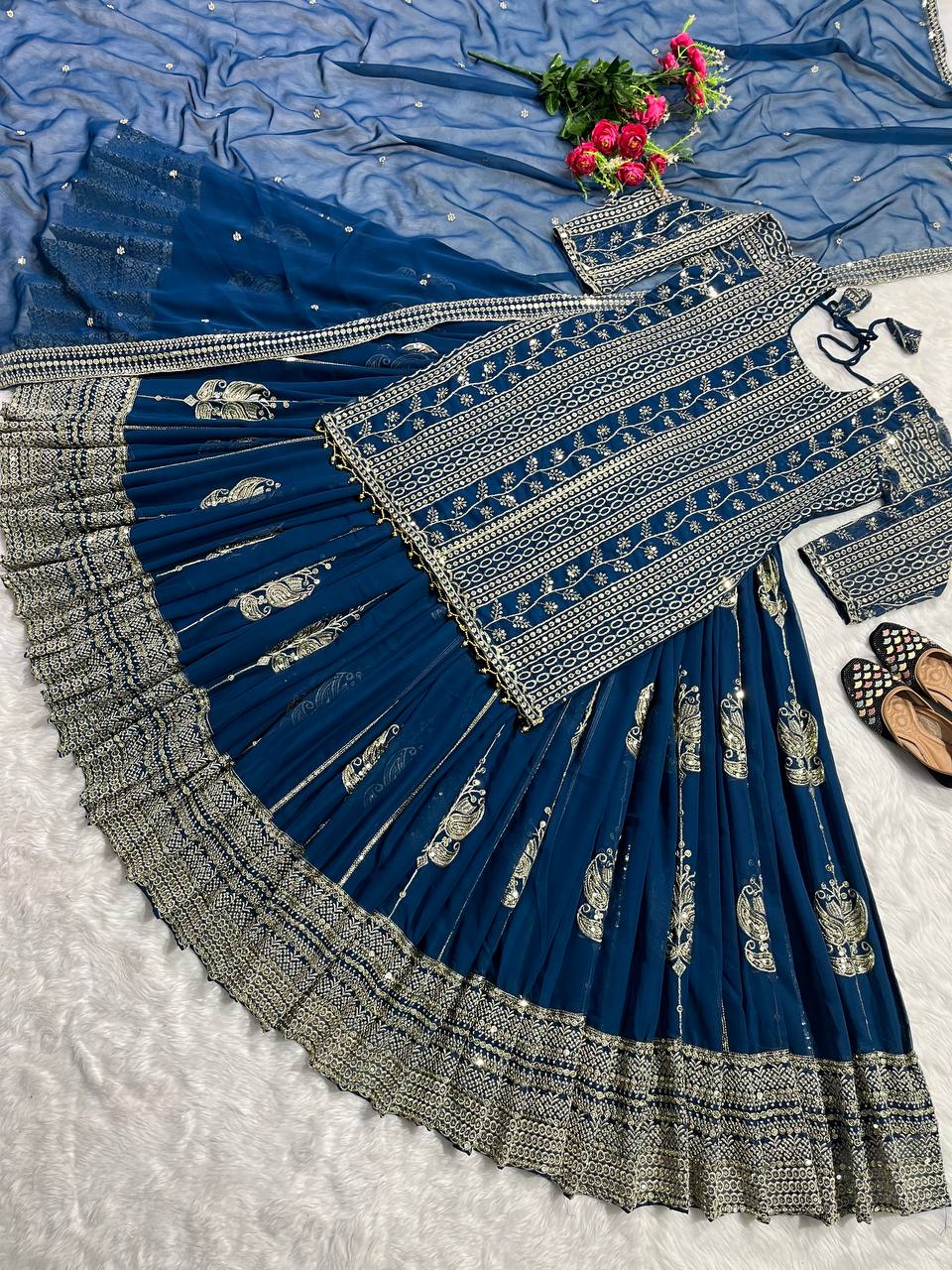 Party Wear Designer Top Lehenga With Sequence Fancy Border Work