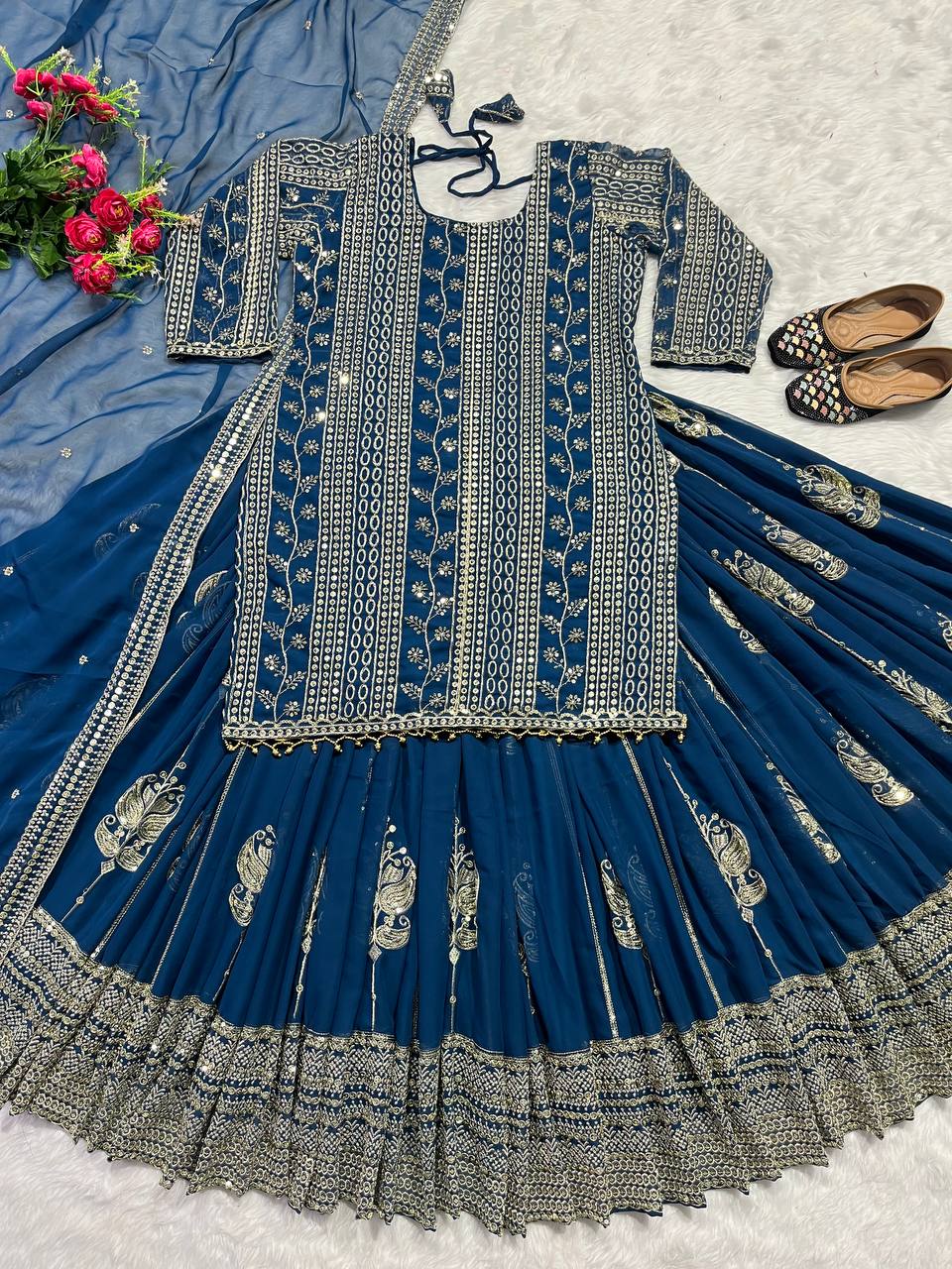 Party Wear Designer Top Lehenga With Sequence Fancy Border Work