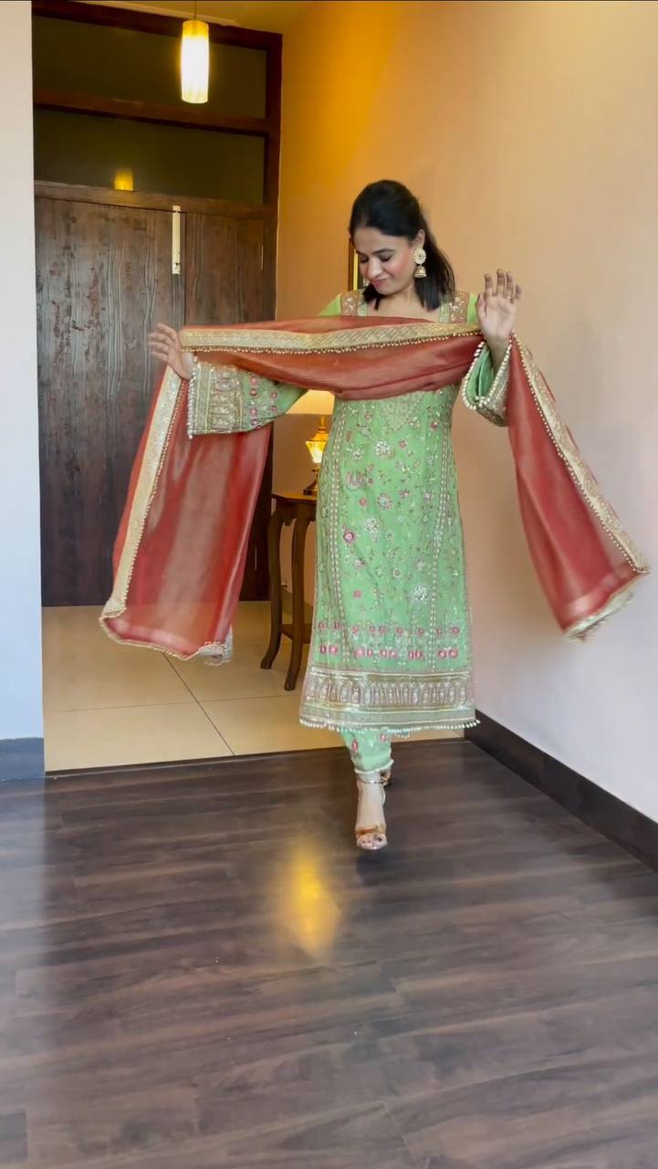 Party Wear Beautiful Top And Bottom With Dupatta