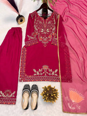 Party Wear Suit Set With Embroidery Sequence Work