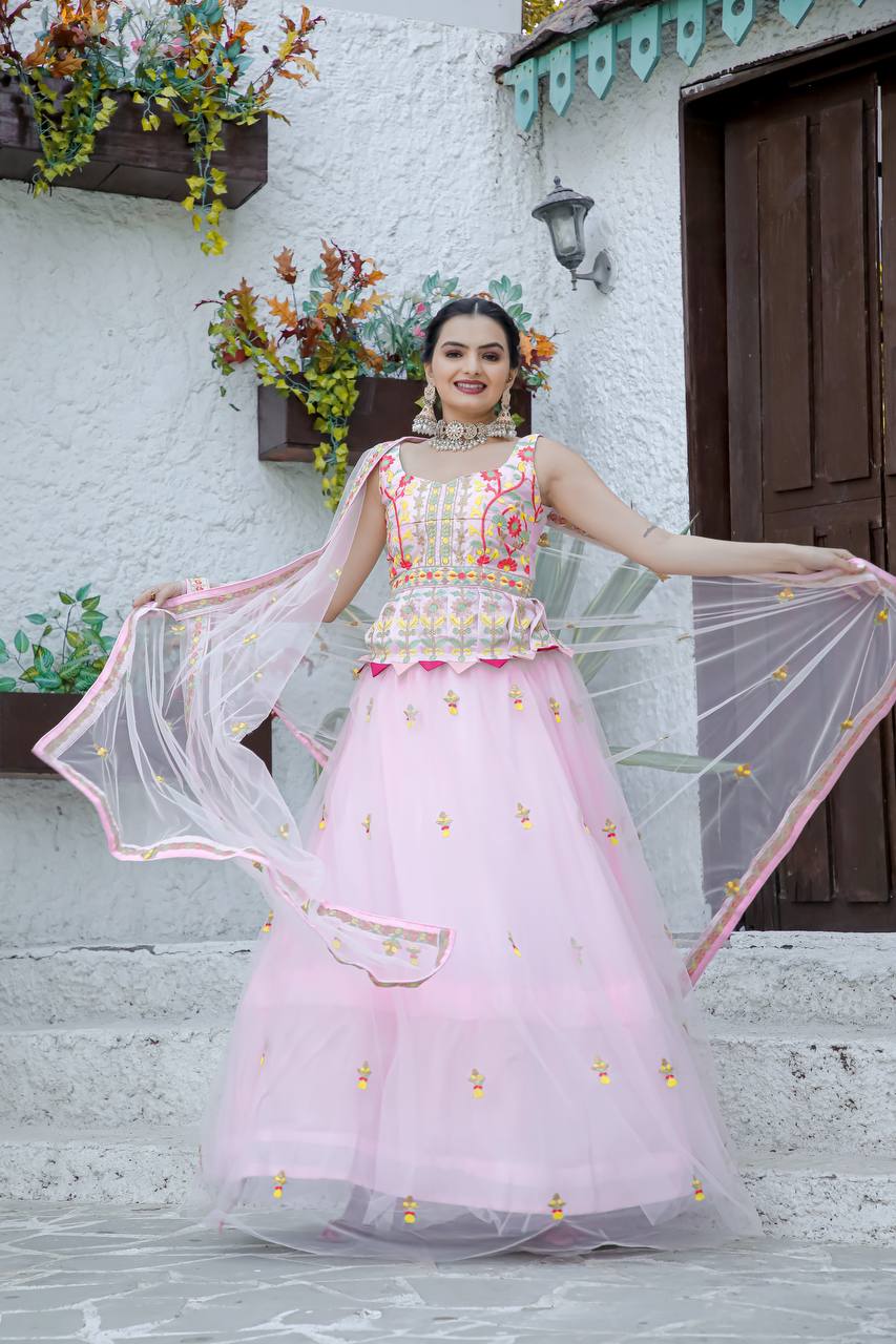 Party Wear Beautiful Lehenga Choli With Thread & Zari work