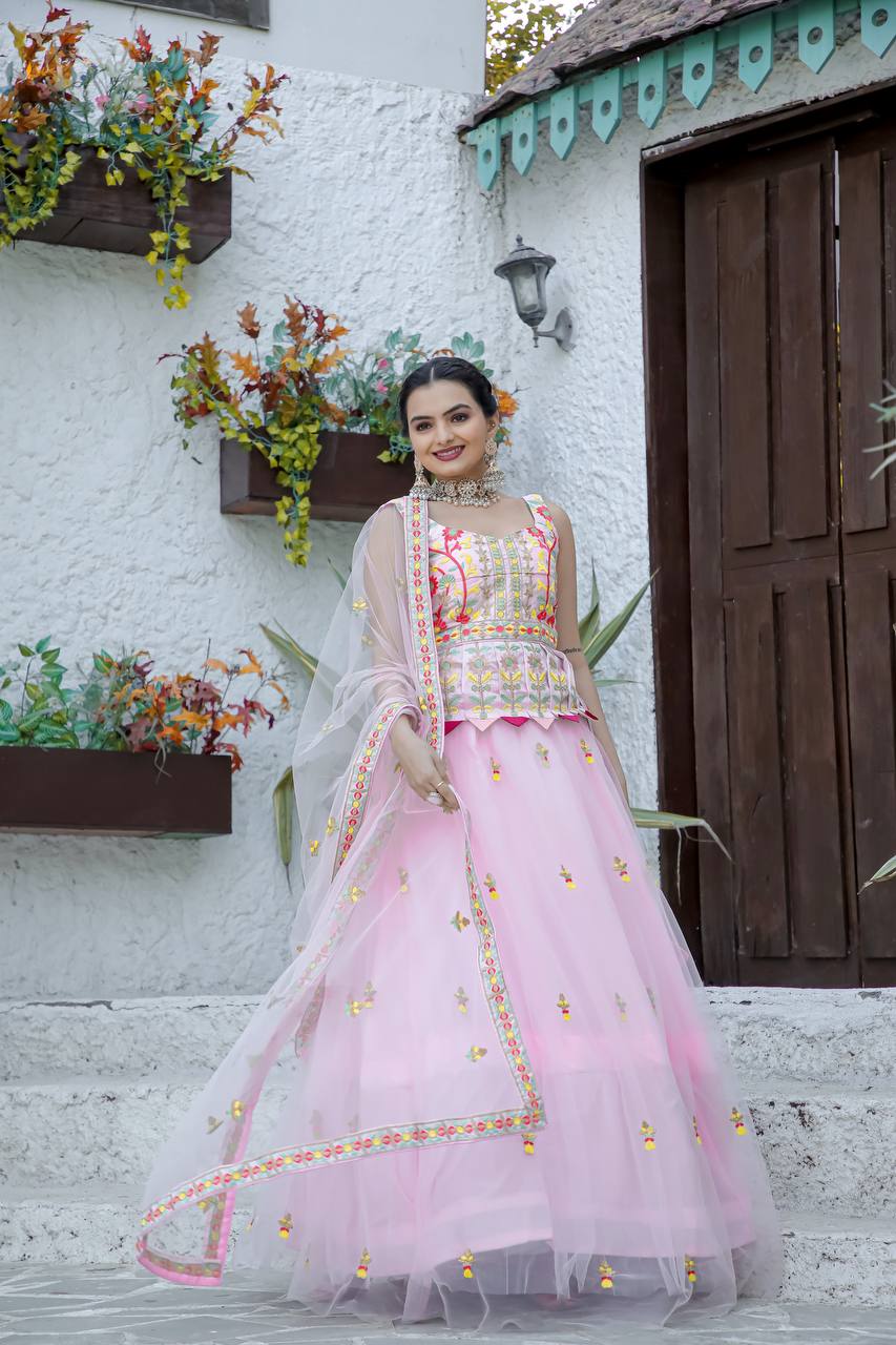Party Wear Beautiful Lehenga Choli With Thread & Zari work