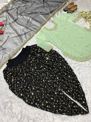 Designer Party Wear Look Top ,Dhoti Salwar And Dupatta