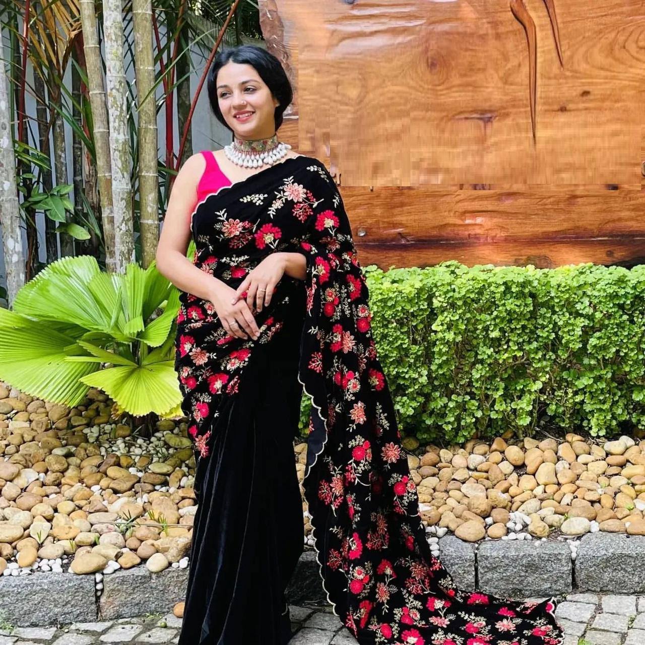 Party Wear Beautiful Saree With Sequence Embroidery Work