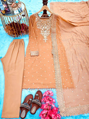 Designer Top Bottom & Dupatta With Pal Moti Hand Work