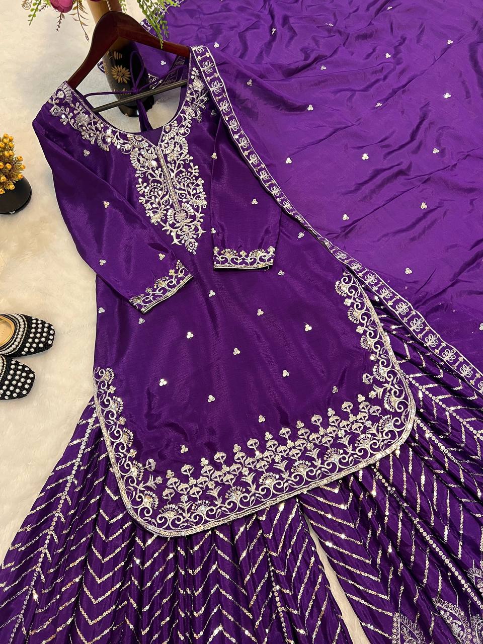 Party Wear Top Bottom And Dupatta With Heavy Embroidery Work