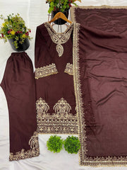 Trendy Top-Bottom And Dupatta With Embroidery Sequence Work