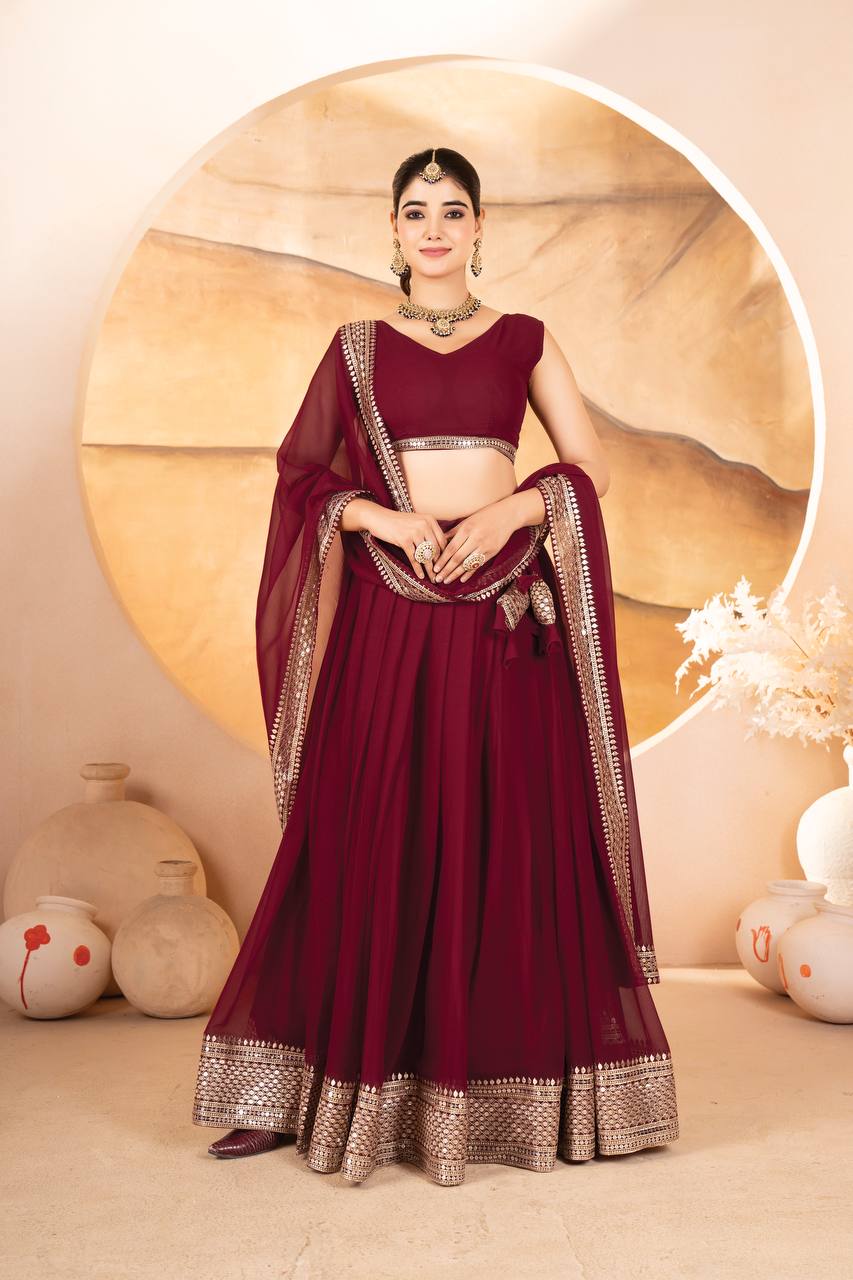 Party Wear Designer Lehenga Choli With Embroidered Work