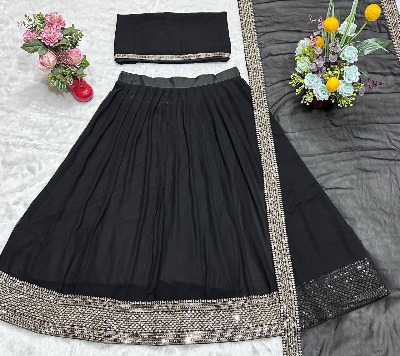 Party Wear Designer Lehenga Choli With Embroidered Work