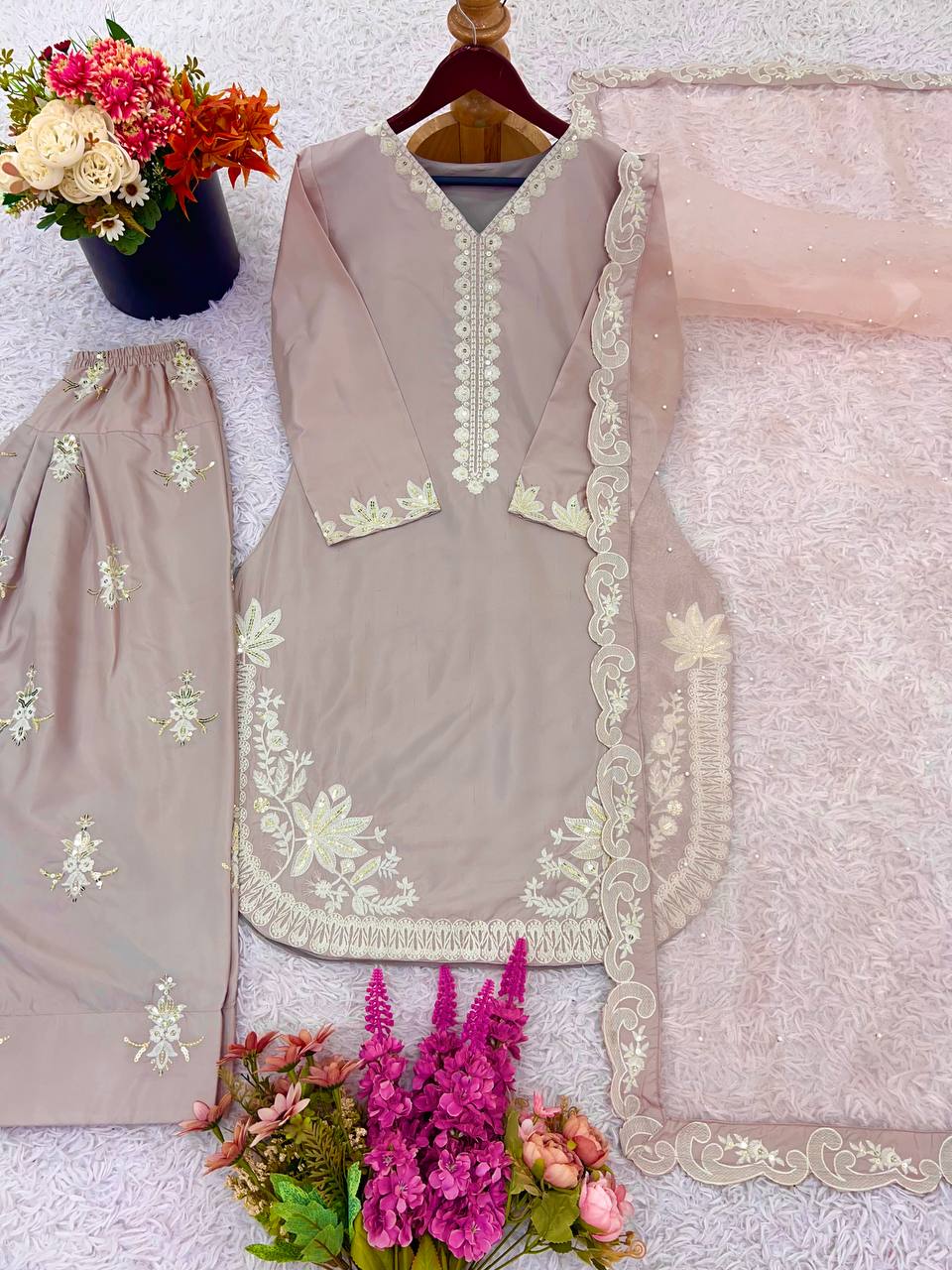 Designer Top-Bottom And Dupatta With Embroidery Sequence Work