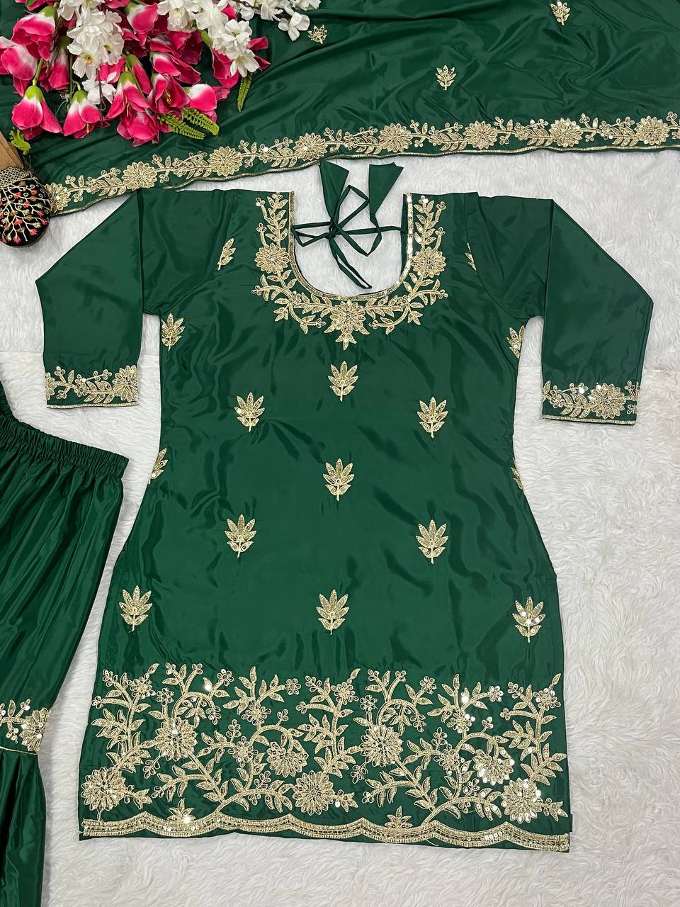 Designer Party Wear Look Top , Sharara Plazzo And Dupatta