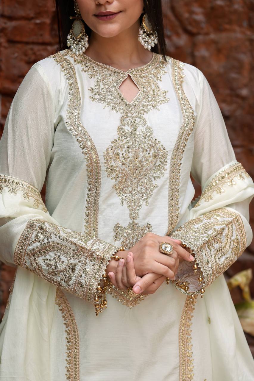 Designer Party Wear Look Top Plazzo & Beautiful Dupatta