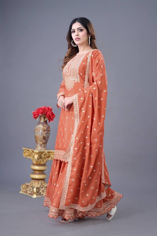 Designer Party Wear Look Fancy Top-Dupatta And Fully Stitched Sharara