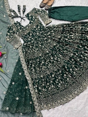 Beautiful Party Wear Anarkali Gown And Pent With Fancy Dupatta