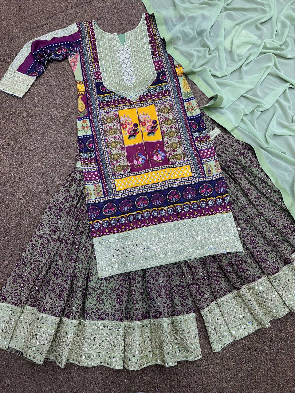 Party Wear Suit Set With Heavy Embroidery Sequence Work