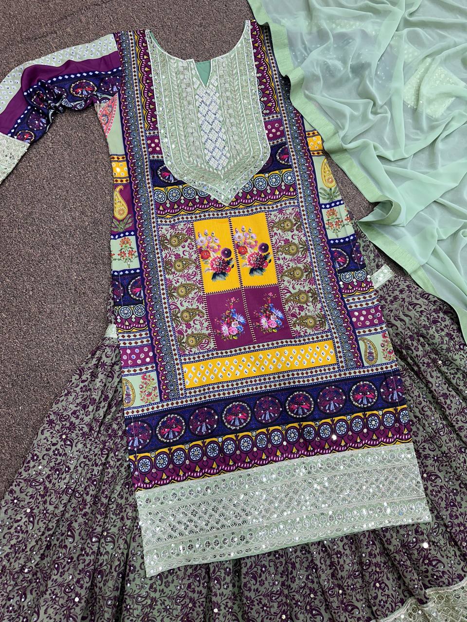 Party Wear Suit Set With Heavy Embroidery Sequence Work