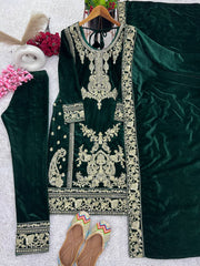 Beautiful Top-Bottom And Dupatta With Embroidery Cording Sequence Work
