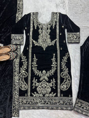 Designer Suit Set With Embroidery Coding Sequence Work