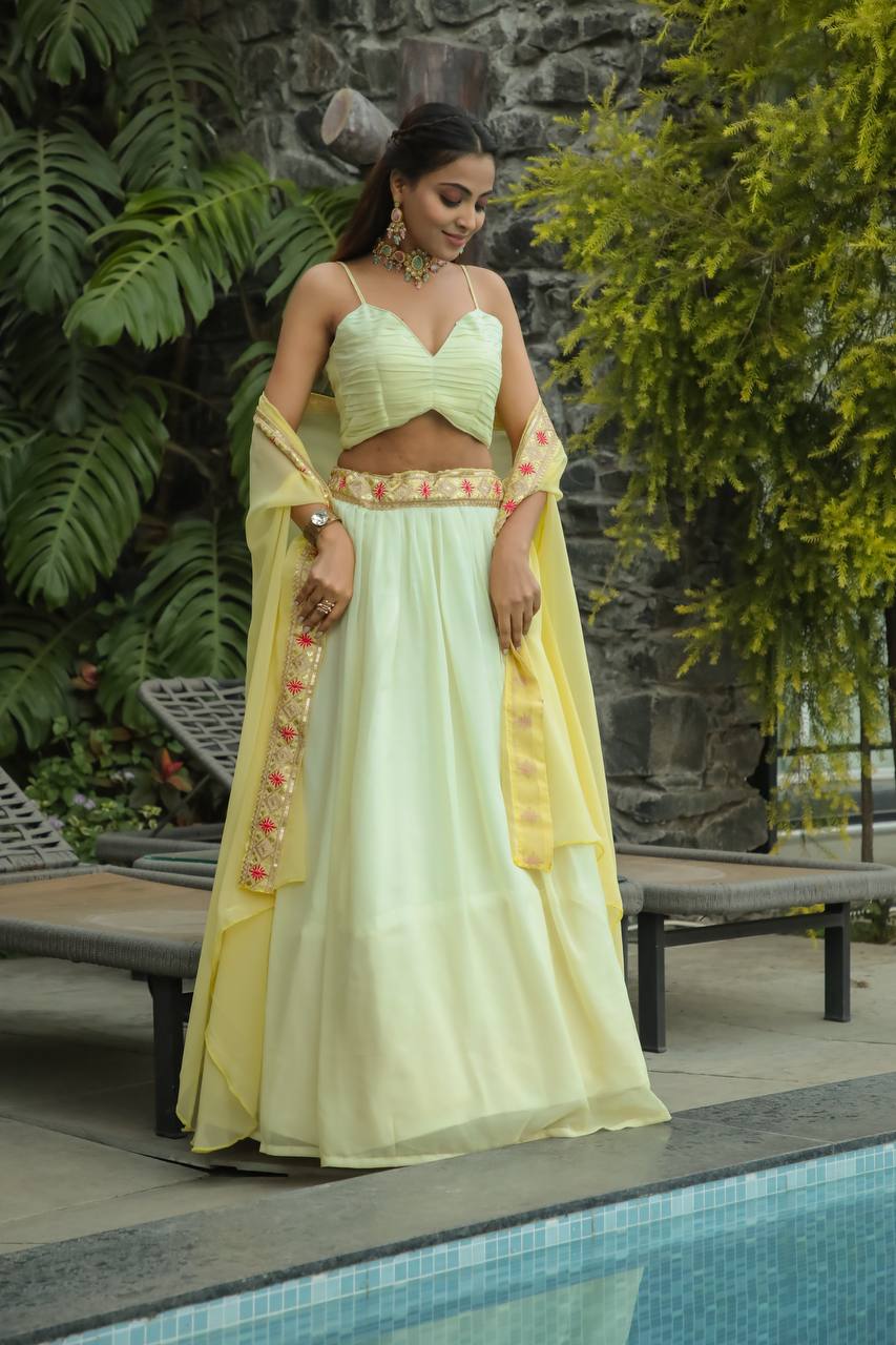 Designer Lehenga Choli With Thread, Dori & Sequence Work
