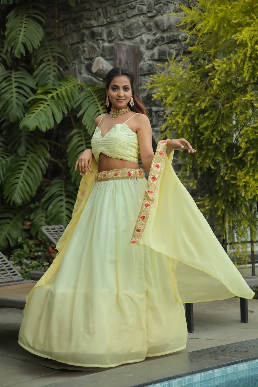 Designer Lehenga Choli With Thread, Dori & Sequence Work