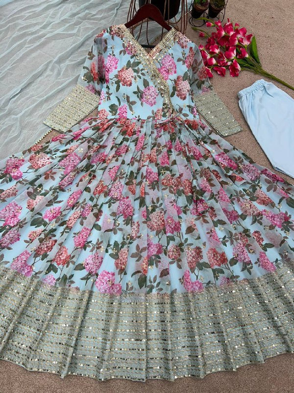 Designer Party Wear Look Gown, Bottom And Dupatta