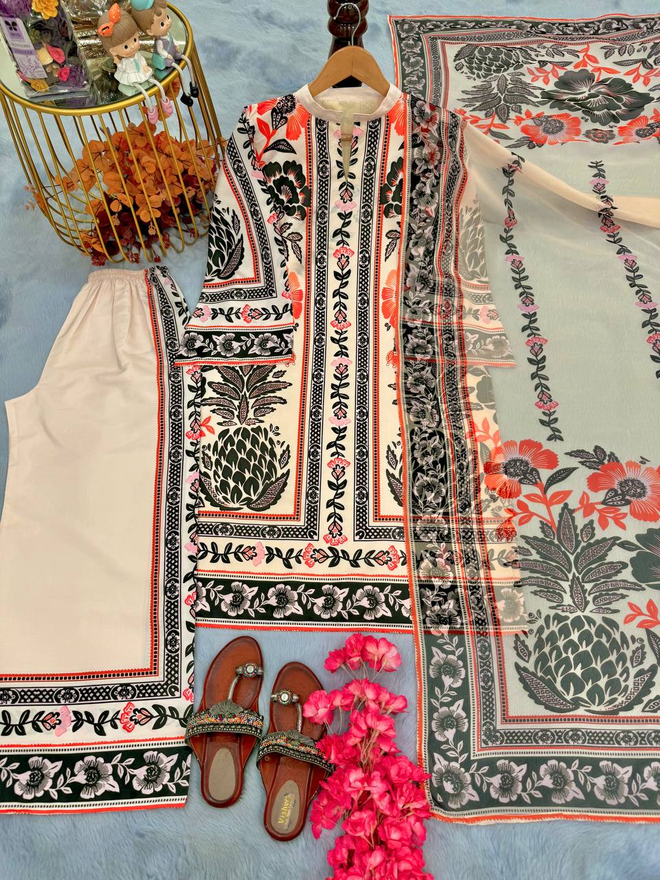 Designer Party Wear Look Top And Plazzo With Dupatta