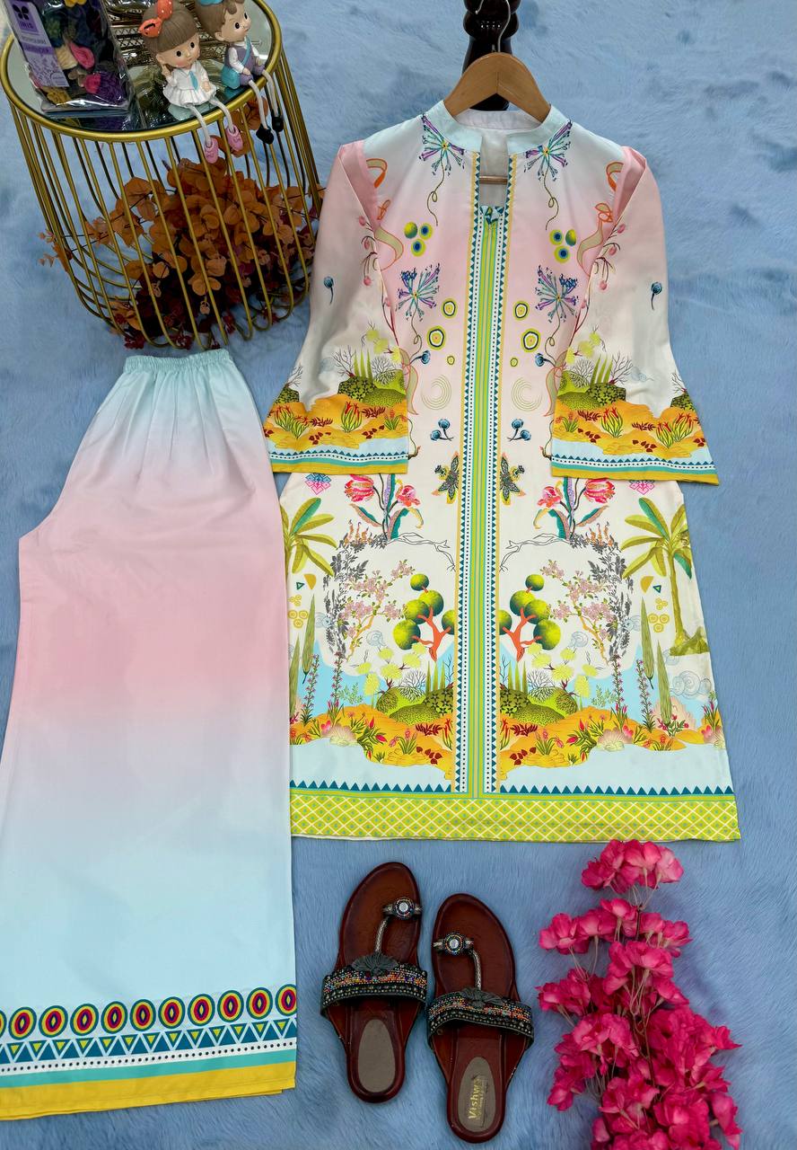 Designer Party Wear  Co-ords Set  With Digital Print