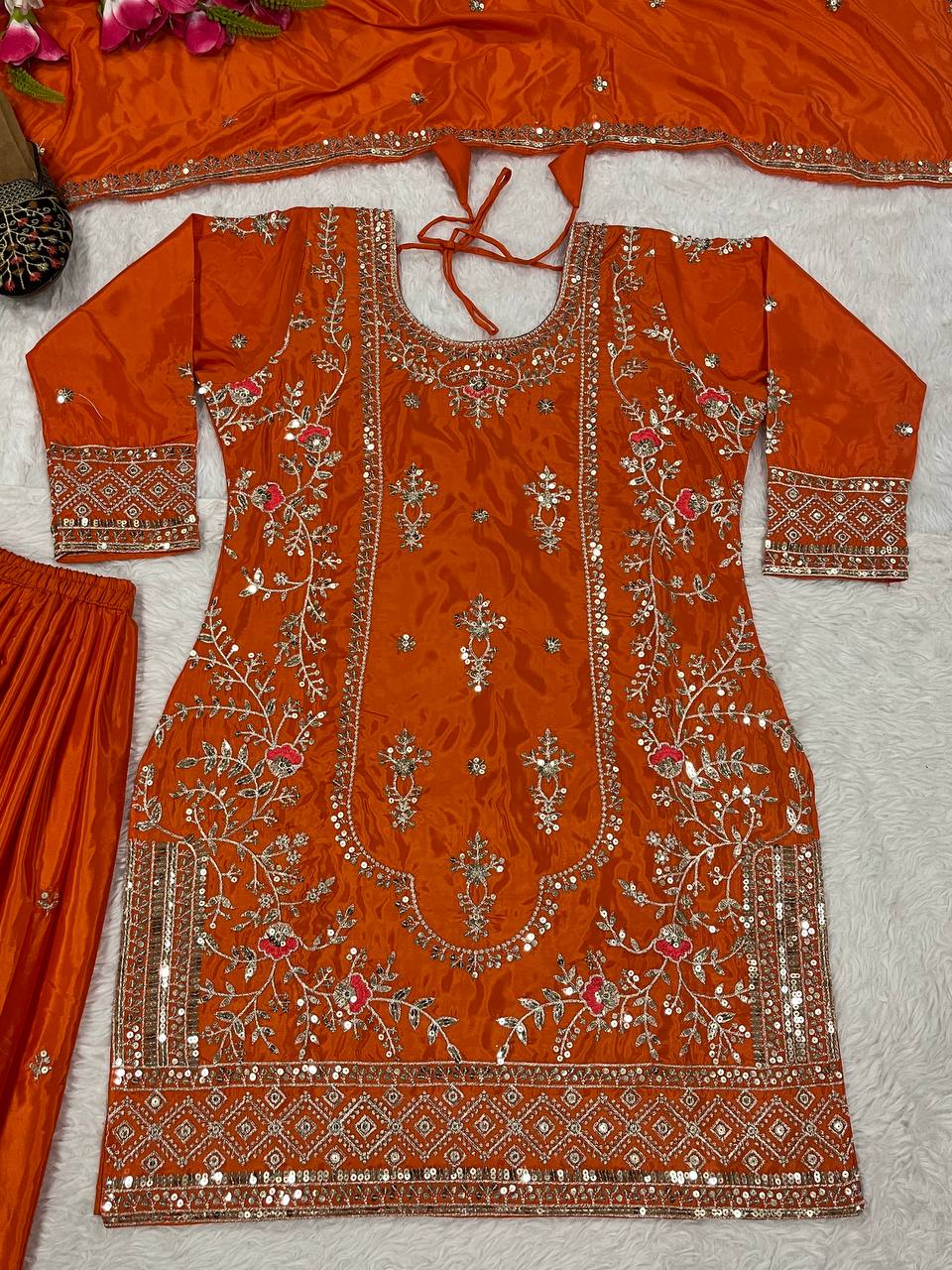 Designer Party Wear Look Top , Sharara Plazzo And Dupatta