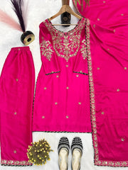 Party Wear Beautiful Top , Pant And Dupatta In Fancy Style