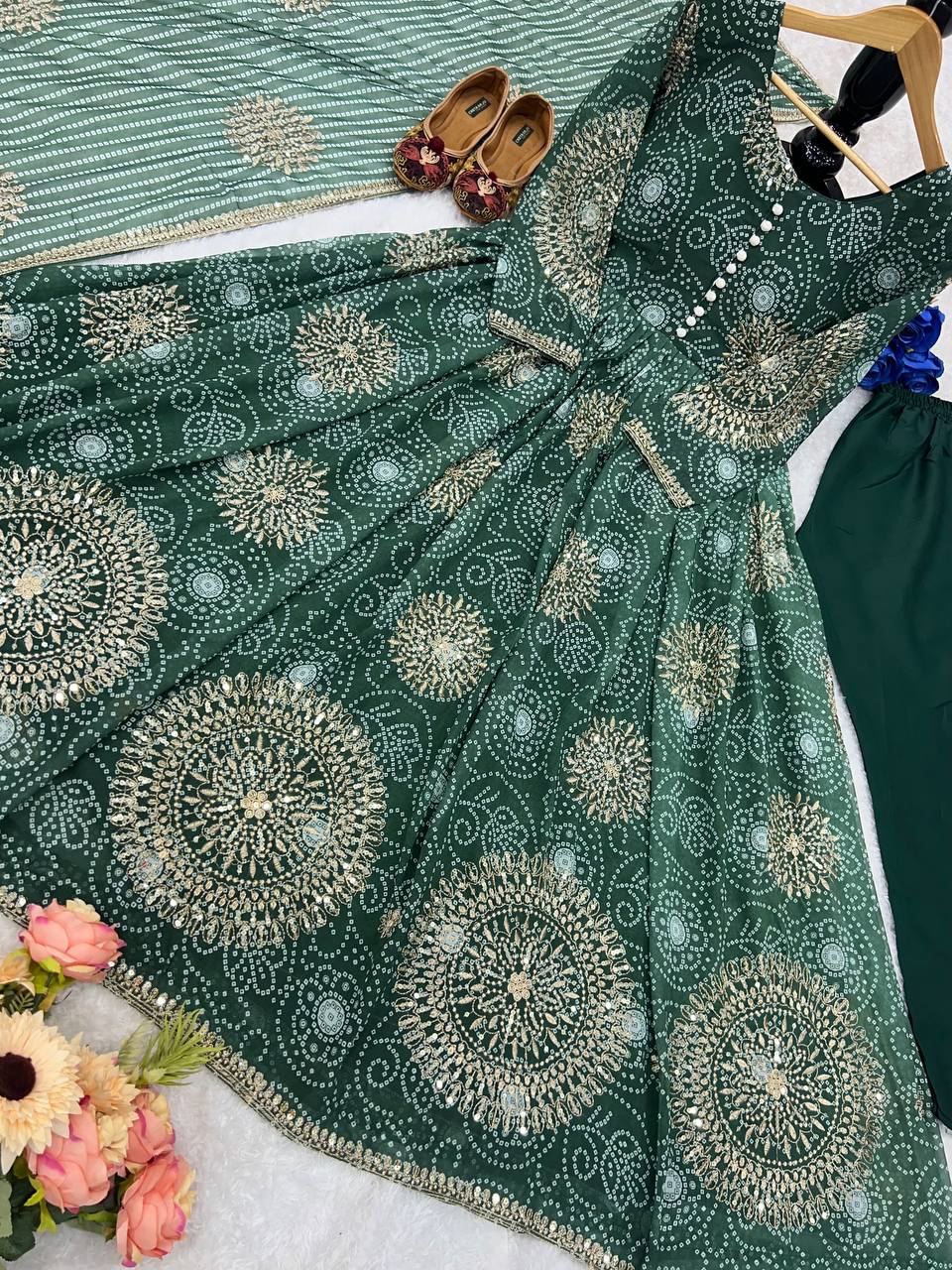 Designer Party Wear Look Anarkali Gown And Dupatta With Dupatta