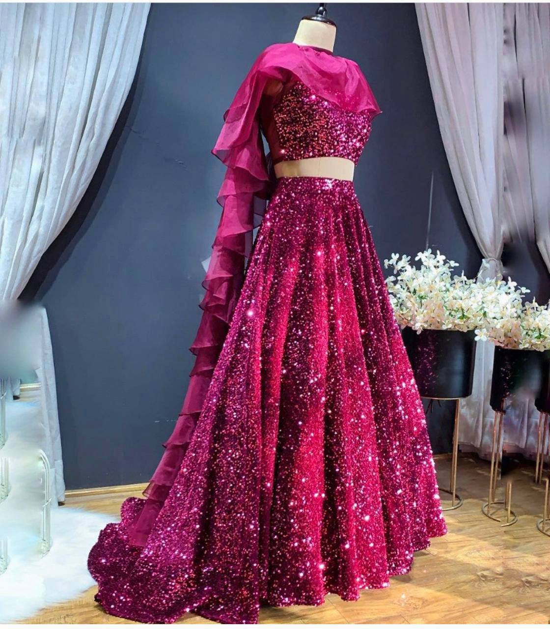Party Wear Designer Lehenga Choli With Sequence Work All Over