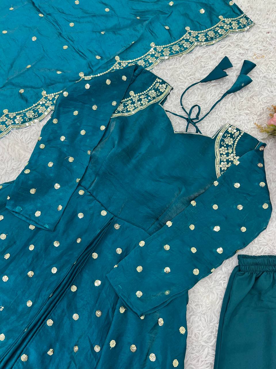 Designer Party Wear Look Gown-Dupatta And Bottom