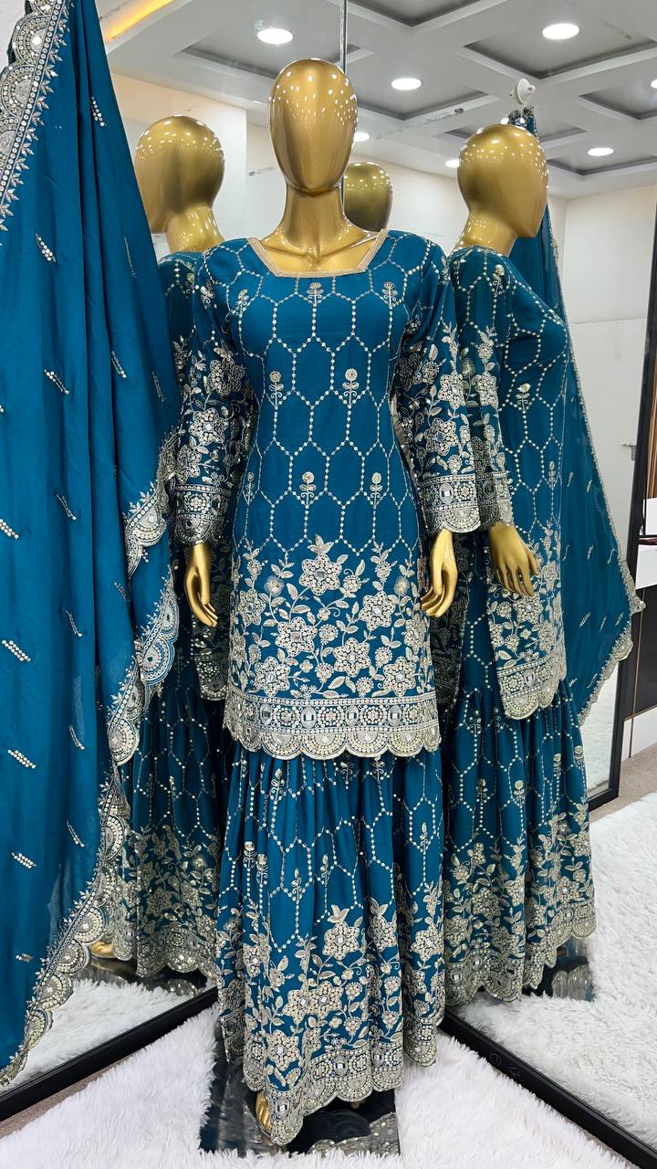 Beautiful Party Wear Top-Bottom And Dupatta