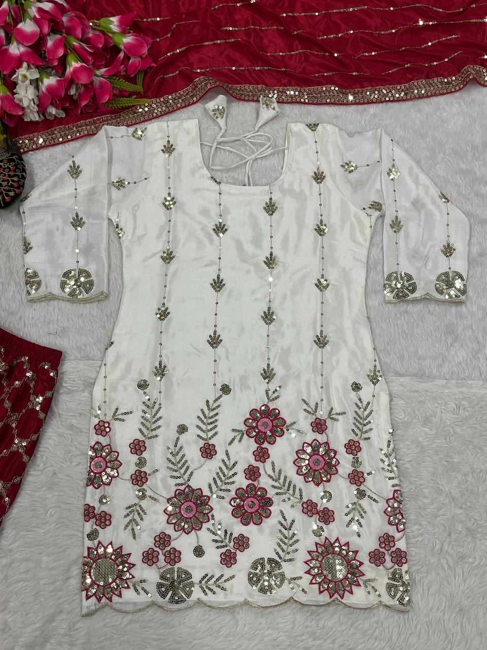 Designer Party Wear Look Top , Sharara Plazzo And Dupatta