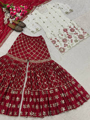 Designer Party Wear Look Top , Sharara Plazzo And Dupatta